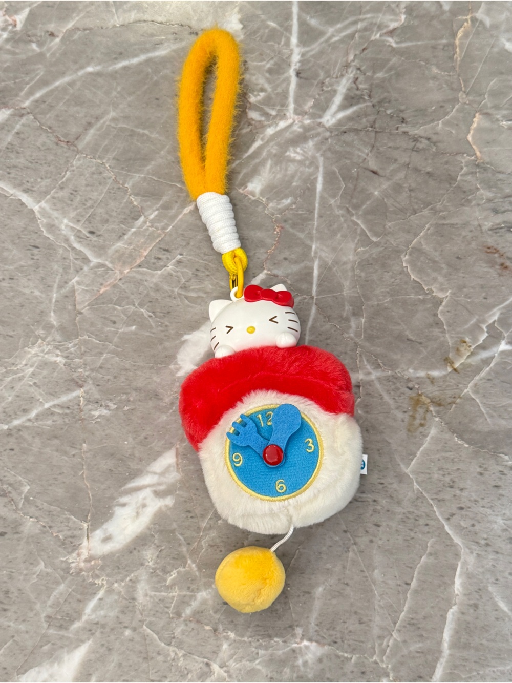 New Hello Kitty Red White Blue Plush Clock Toy Keychain